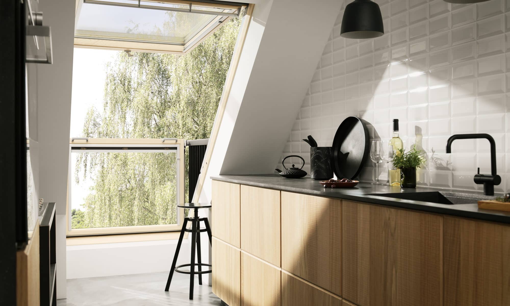 Mur pignon cuisine carrelé