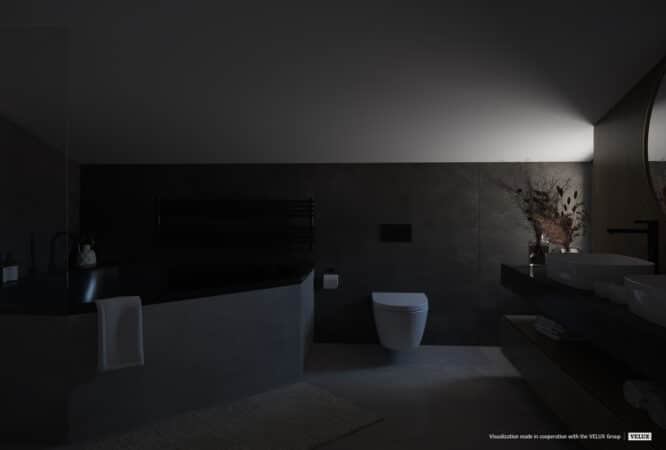 Salle de bains sous combles extrêmement sombre
