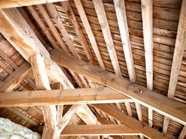Construction d'une nouvelle maison avec ossature bois, bâtiment en bois, construction en bois.