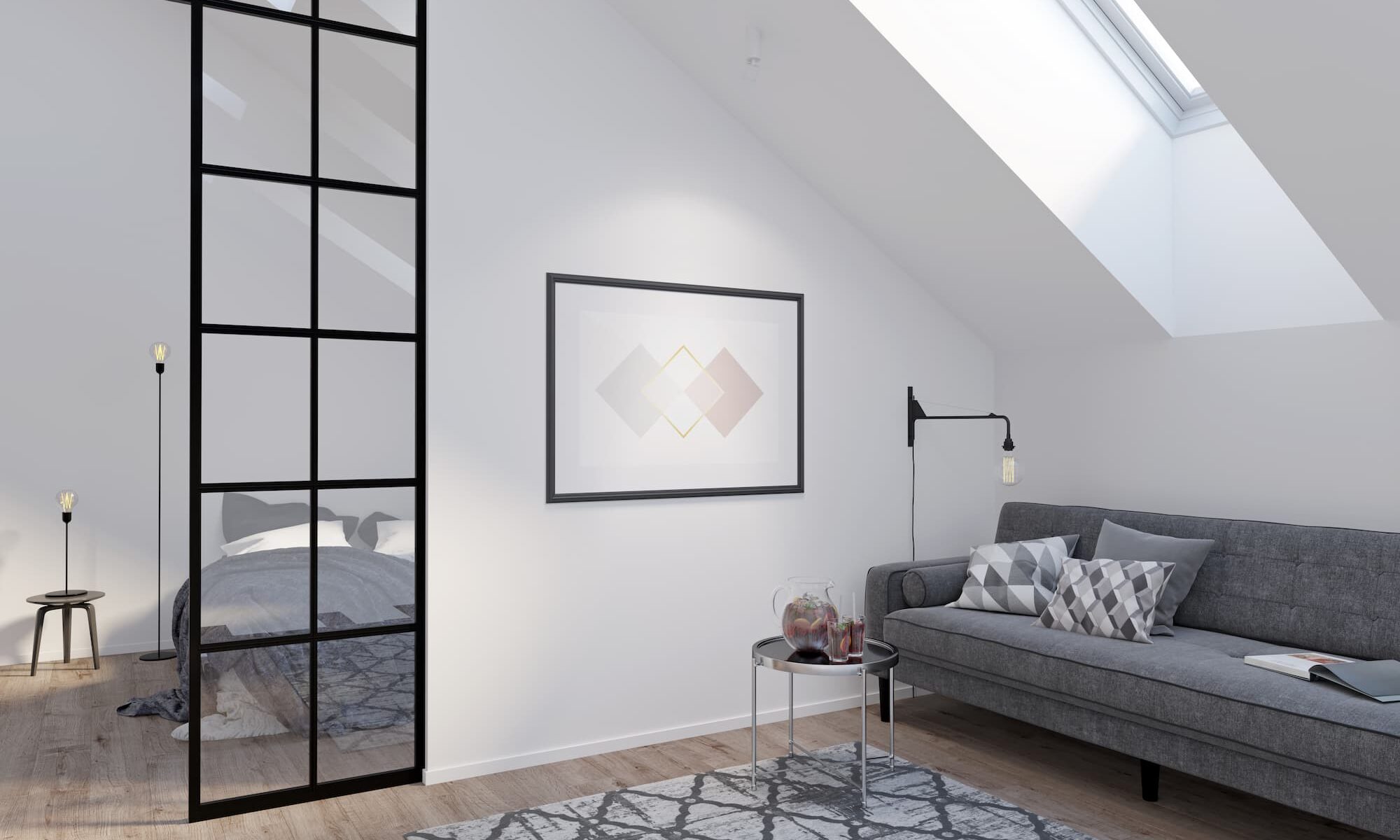 Un grenier moderne avec une affiche horizontale