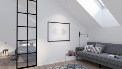 Un grenier moderne avec une affiche horizontale
