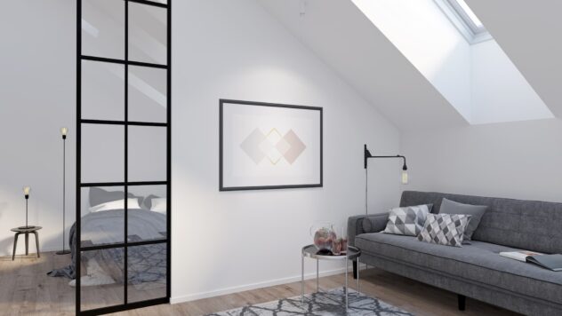 Un grenier moderne avec une affiche horizontale