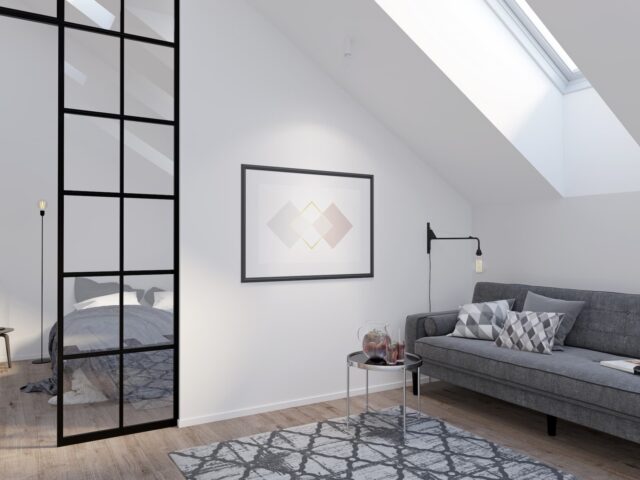 Un grenier moderne avec une affiche horizontale