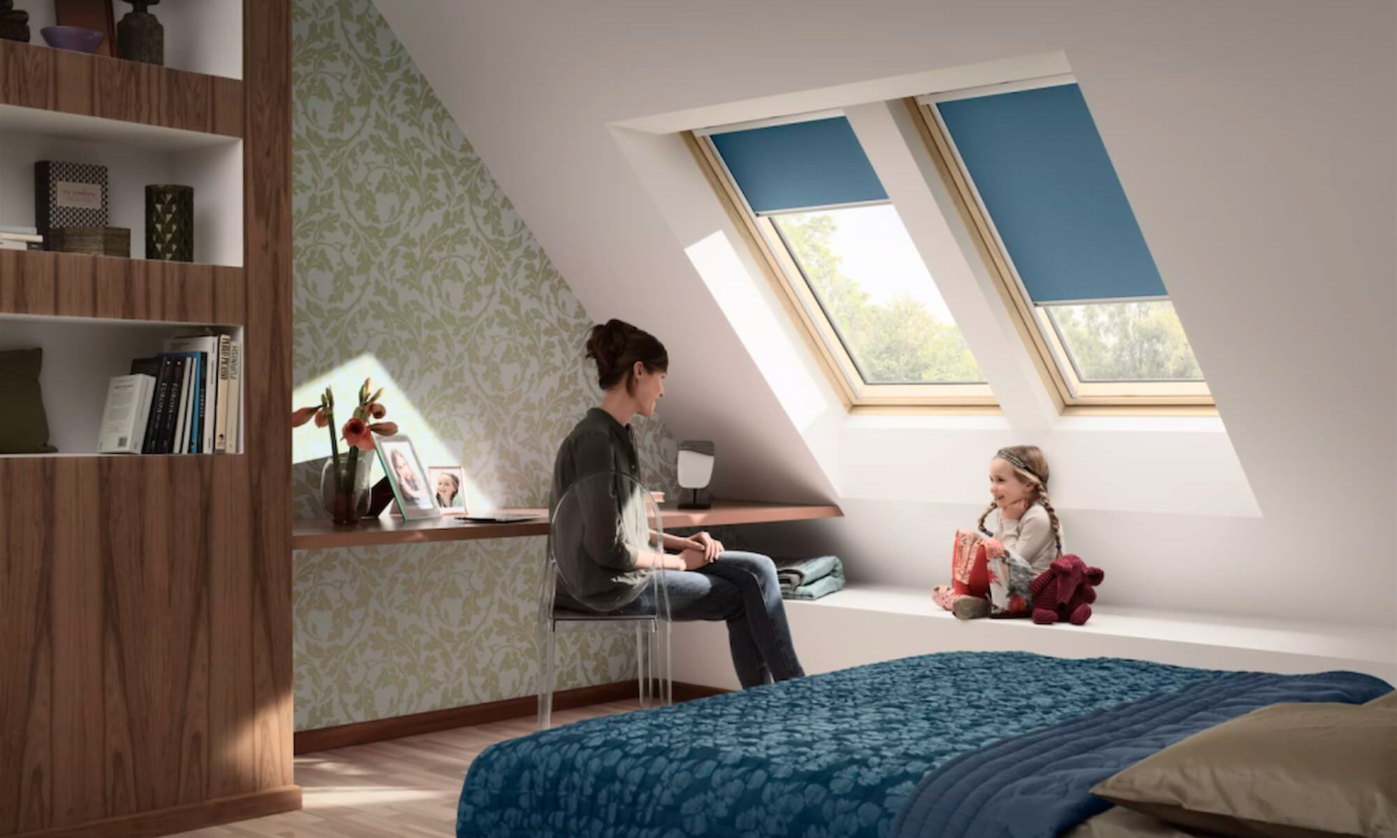 Chambré teintée en bleu