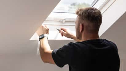 Artisan RGE pour pose d'une fenêtre de toit VELUX dans un grenier lumineux.