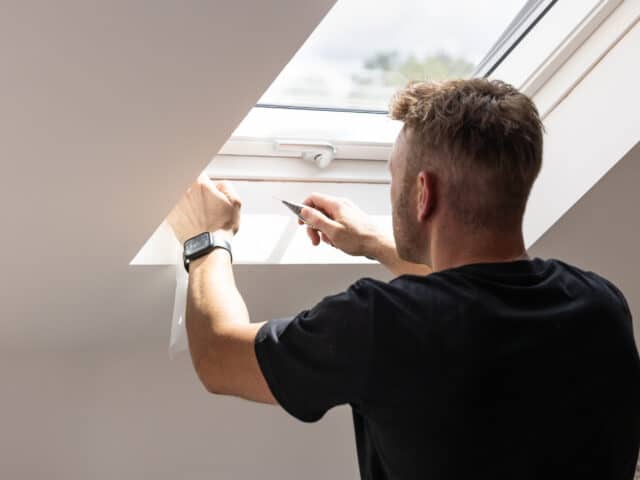 Artisan RGE pour pose d'une fenêtre de toit VELUX dans un grenier lumineux.